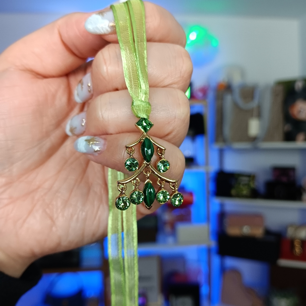 Givenchy New Malachite Green Ribbon Style Necklace